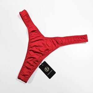 House of Desire Red Silky Liquid Satin Tanga Panty